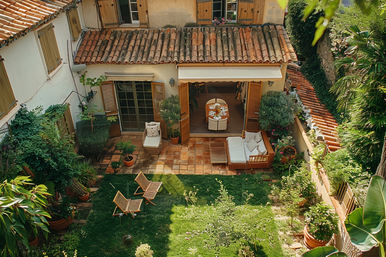 Famille heureuse envisageant de déménager ou d'agrandir leur maison à Antibes, avec à l'arrière-plan un espace de vie spacieux et lumineux.