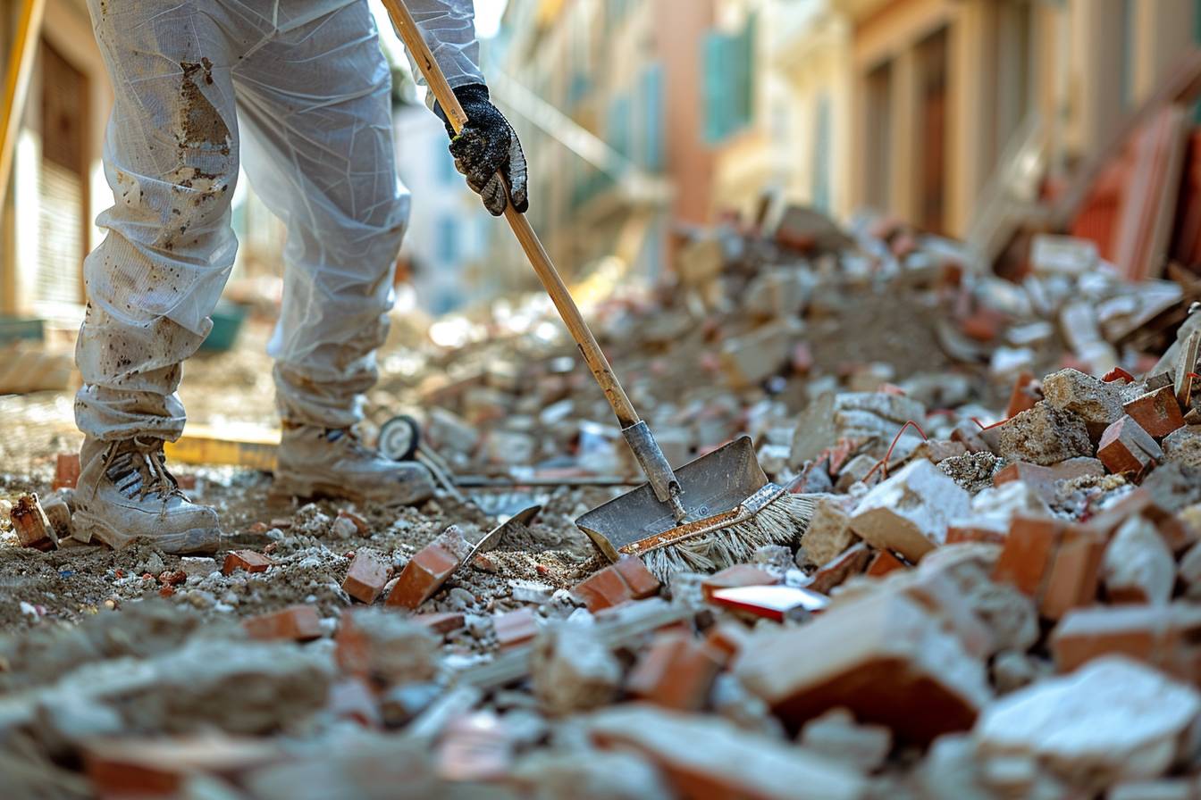 Professionnels réalisant un débarras de gravats gratuit à Antibes suite à un chantier